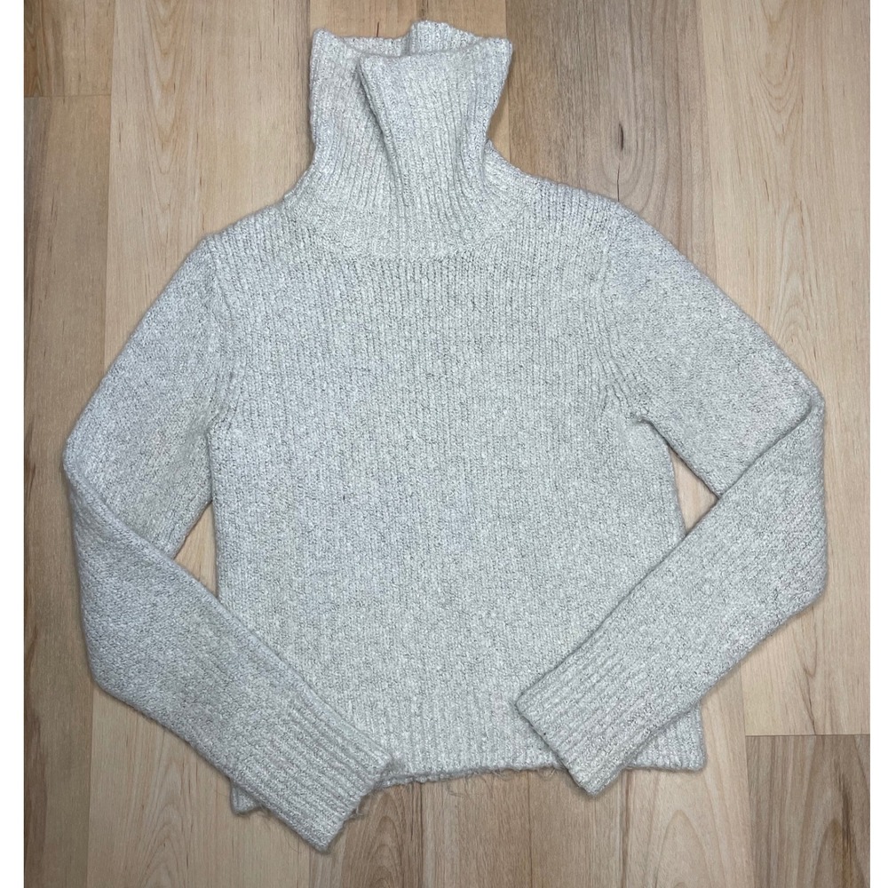 Brandy Melville Brianna Thick Ribbed Knit Wool Blend Turtleneck Sweater Gray OS